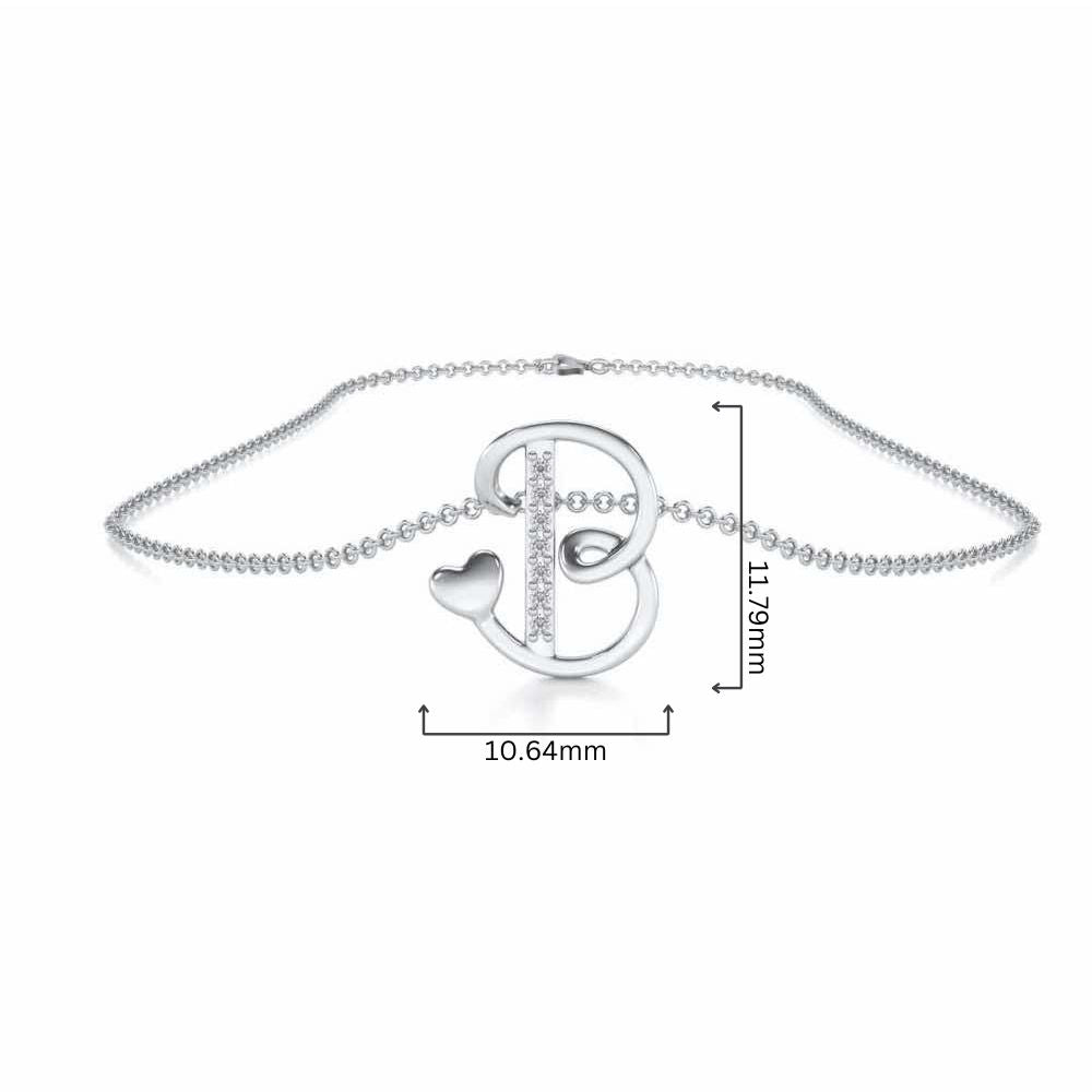 Lovely B Silver Pendant - White Gold - Image 4