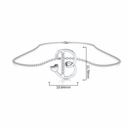 Lovely B Silver Pendant - White Gold - Image 4