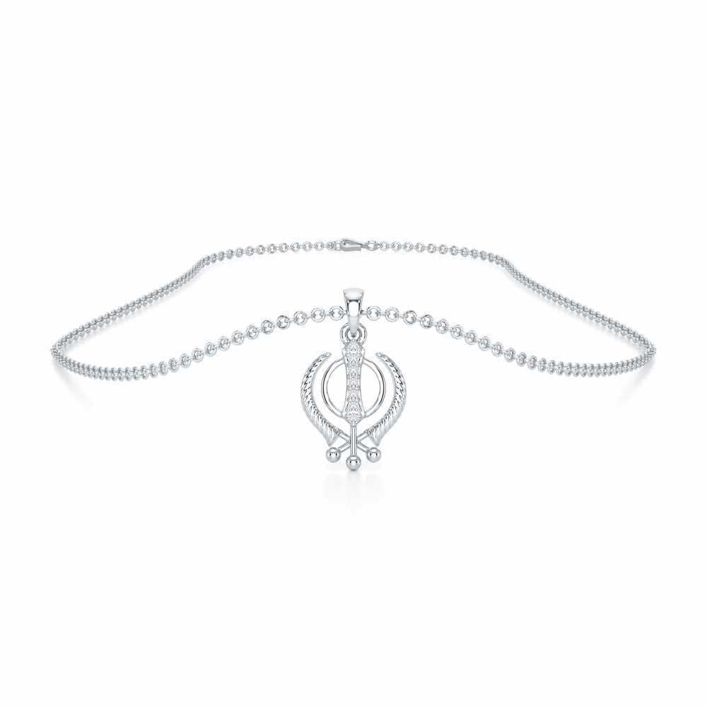 Khalsa Pure Silver Pendant - White Gold - Image 3