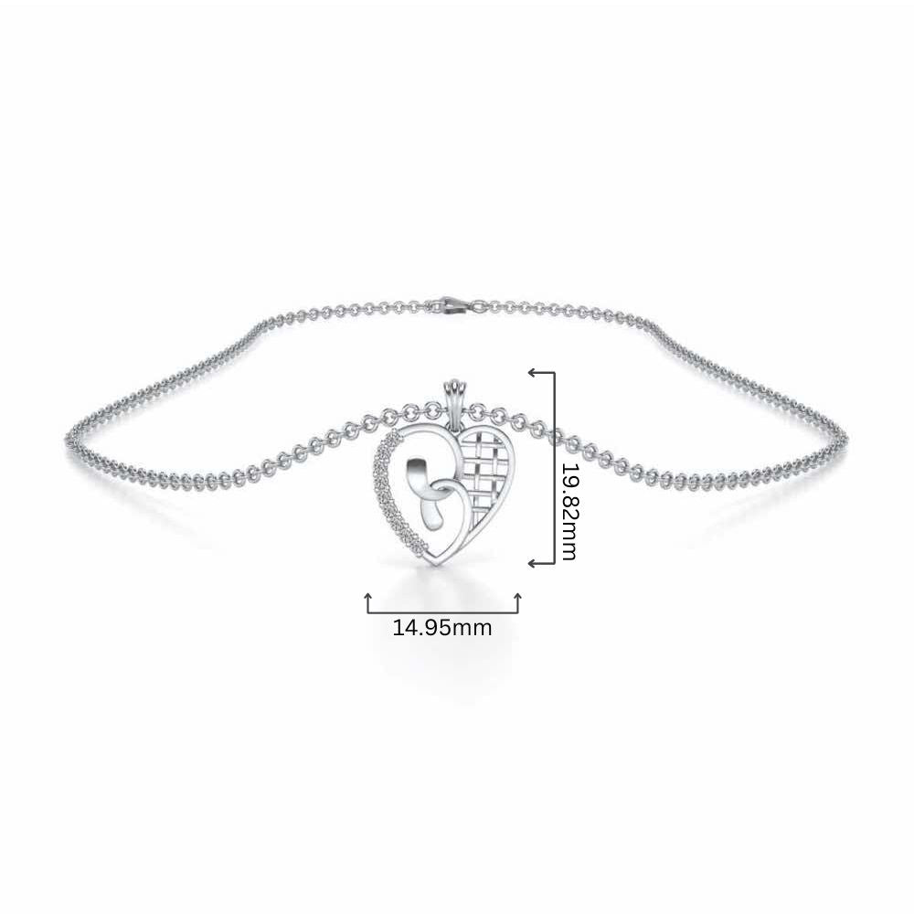 Locked Heart Silver Pendant - White Gold - Image 4