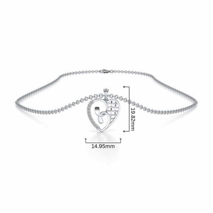 Locked Heart Silver Pendant - White Gold - Image 4