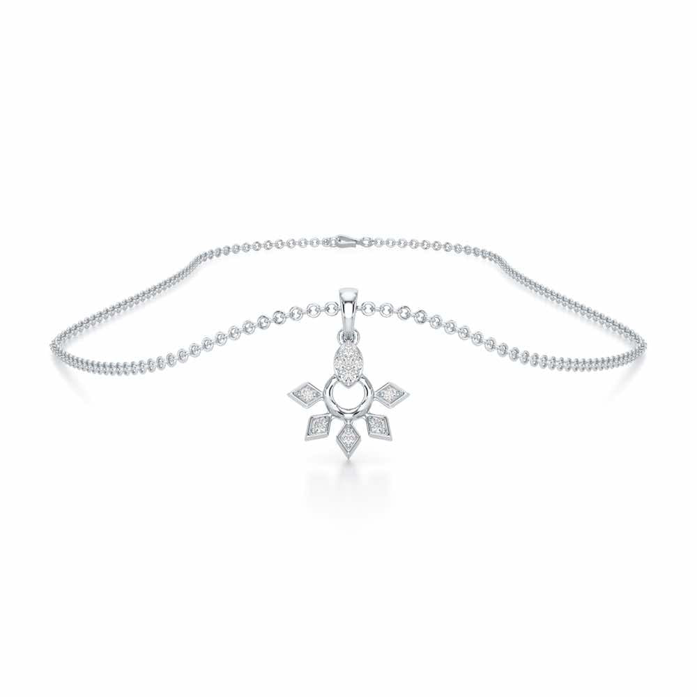 Luxe Halo Silver Pendant - White Gold - Image 3