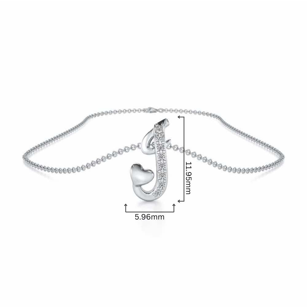 Lovely J Silver Pendant - White Gold - Image 4