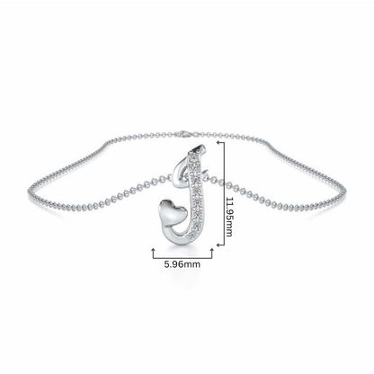 Lovely J Silver Pendant - White Gold - Image 4