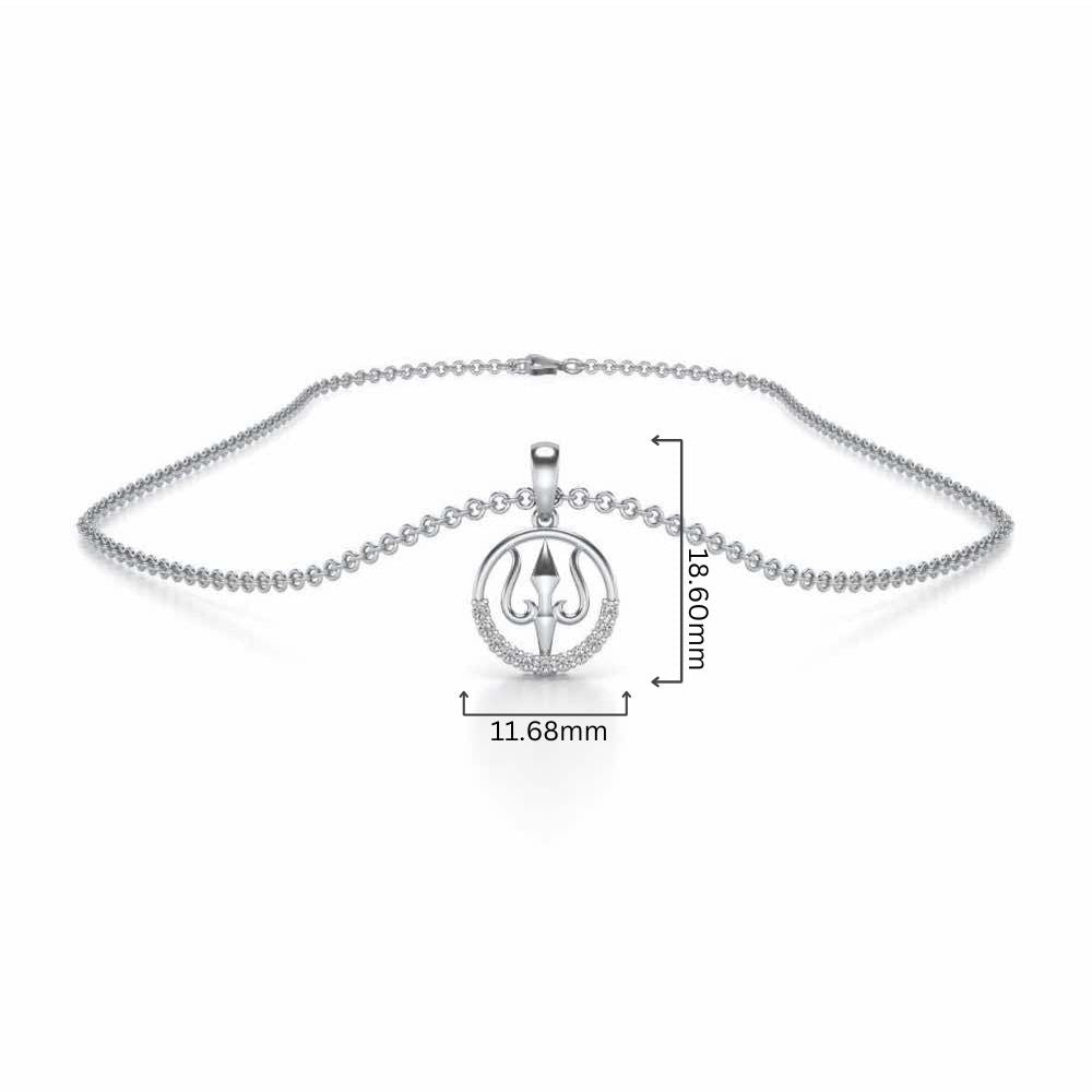Trident Silver Pendant - White Gold - Image 4