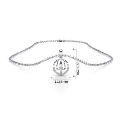 Trident Silver Pendant - White Gold - Image 4
