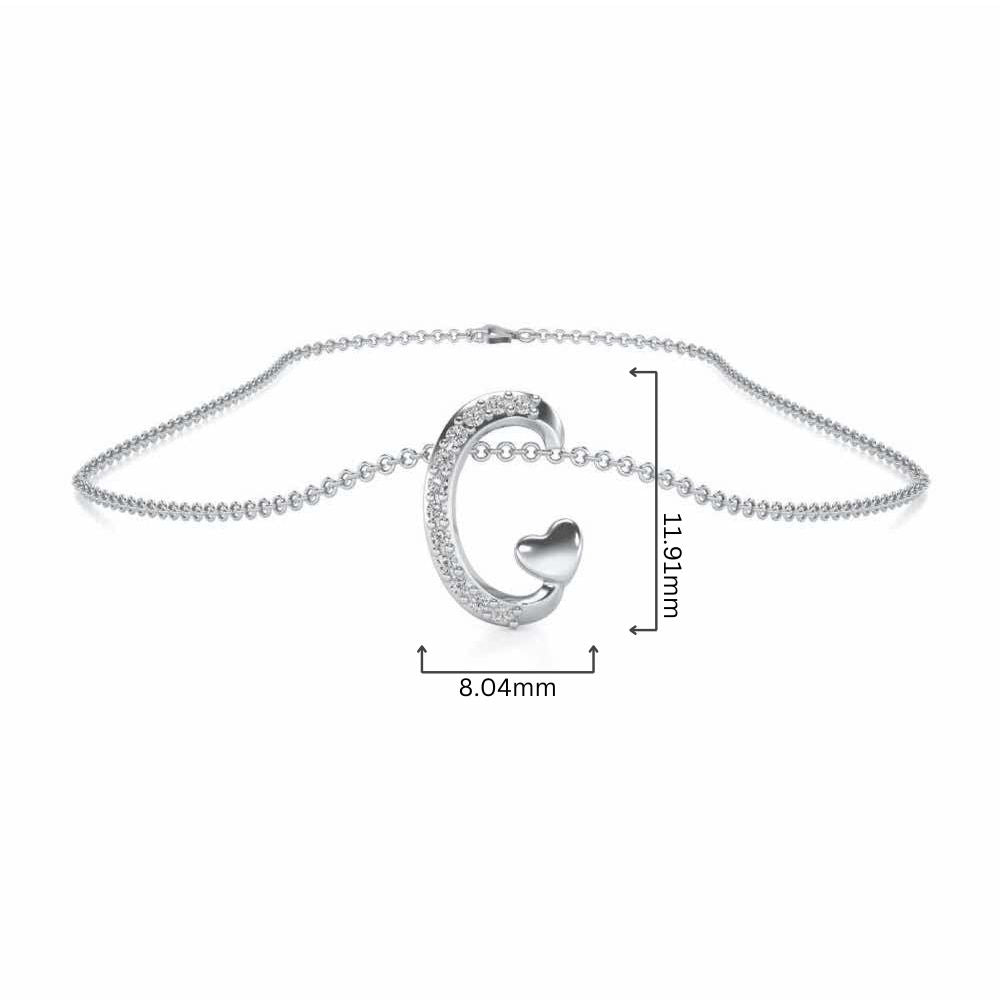 Lovely C Silver Pendant - White Gold - Image 4