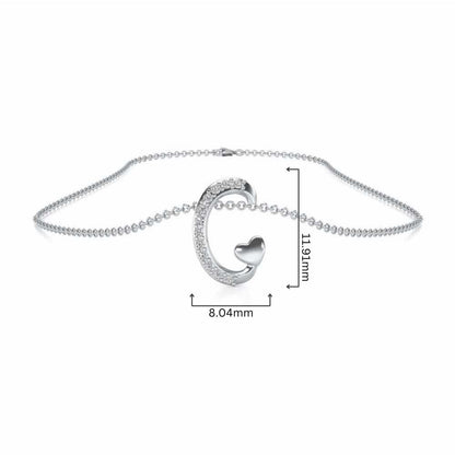 Lovely C Silver Pendant - White Gold - Image 4