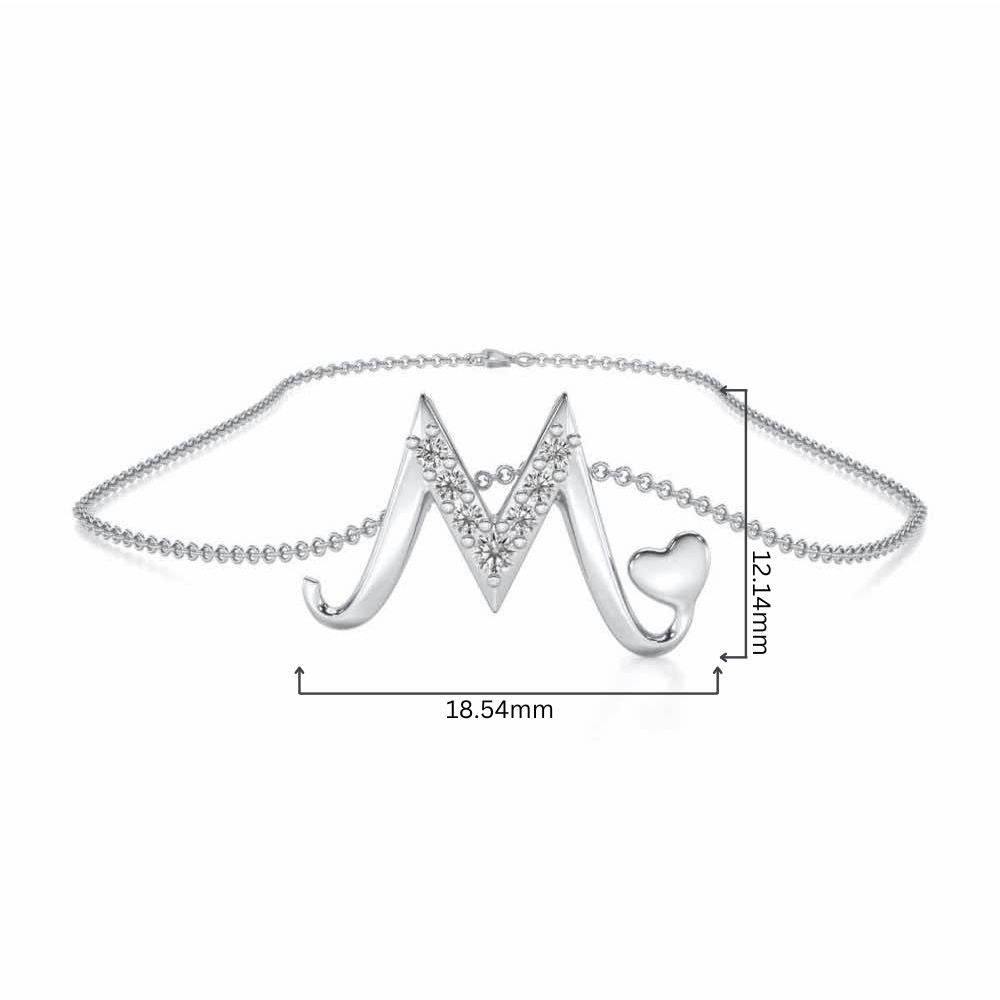 Lovely M Silver Pendant - White Gold - Image 4
