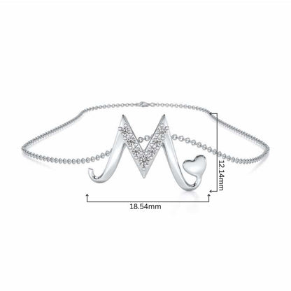 Lovely M Silver Pendant - White Gold - Image 4