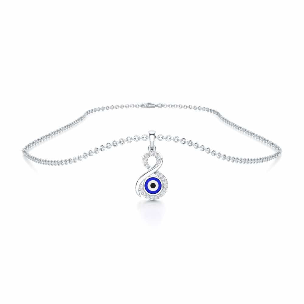 Sacred Gaze Silver Pendant - White Gold - Image 3