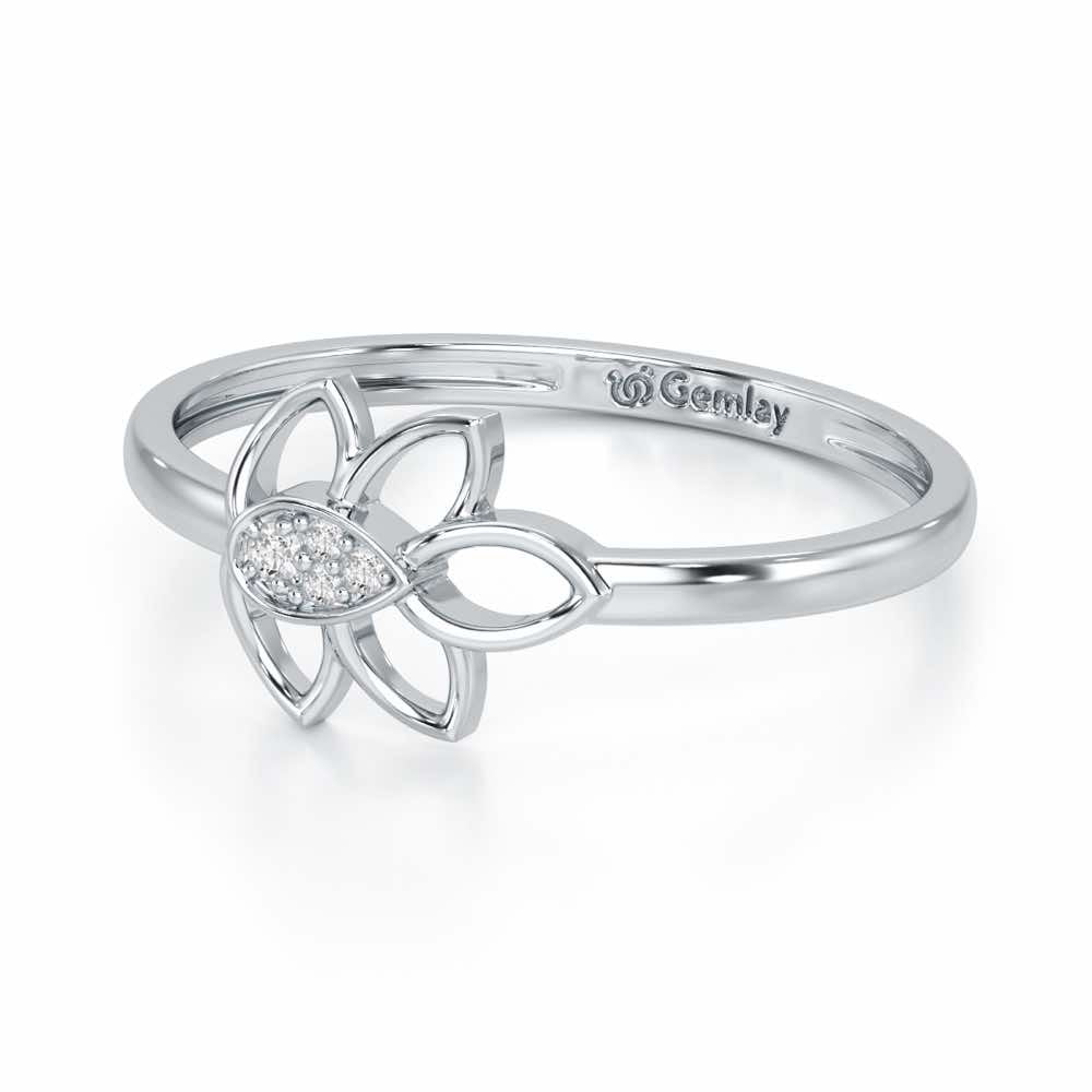 Side Vine Silver Ring - White Gold - Image 3