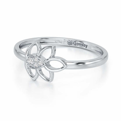 Side Vine Silver Ring - White Gold - Image 3