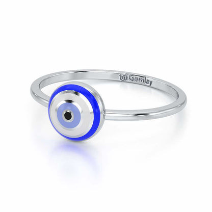 Isolde Evil Eye Silver Ring - White Gold - Image 3