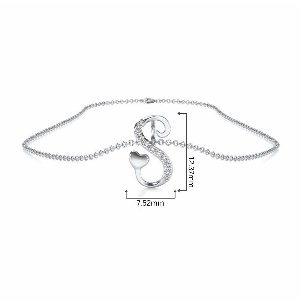 Lovely S Silver Pendant - White Gold - Image 4