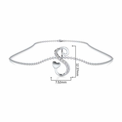 Lovely S Silver Pendant - White Gold - Image 4