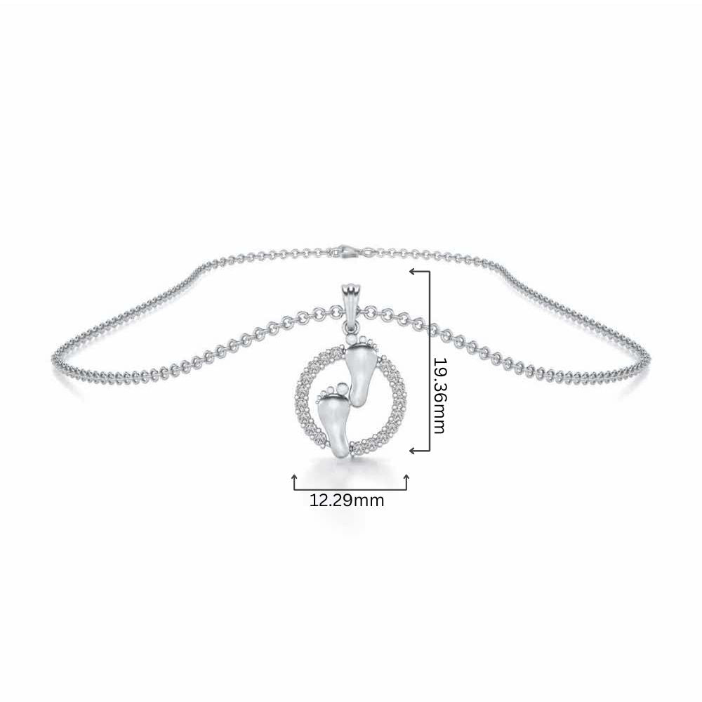 Tiny Feet Silver Pendant - White Gold - Image 4