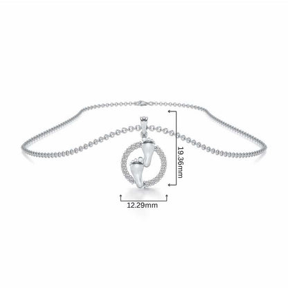 Tiny Feet Silver Pendant - White Gold - Image 4