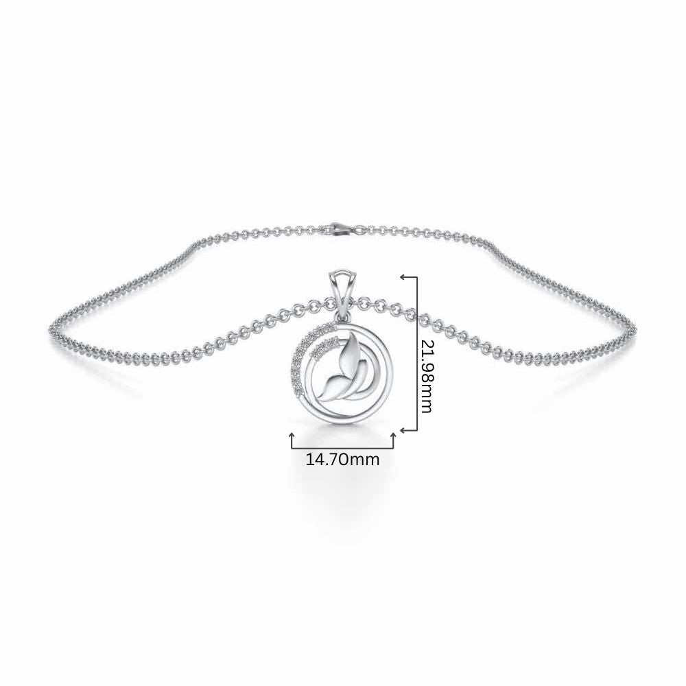 Divine Leaf Silver Pendant - White Gold - Image 4