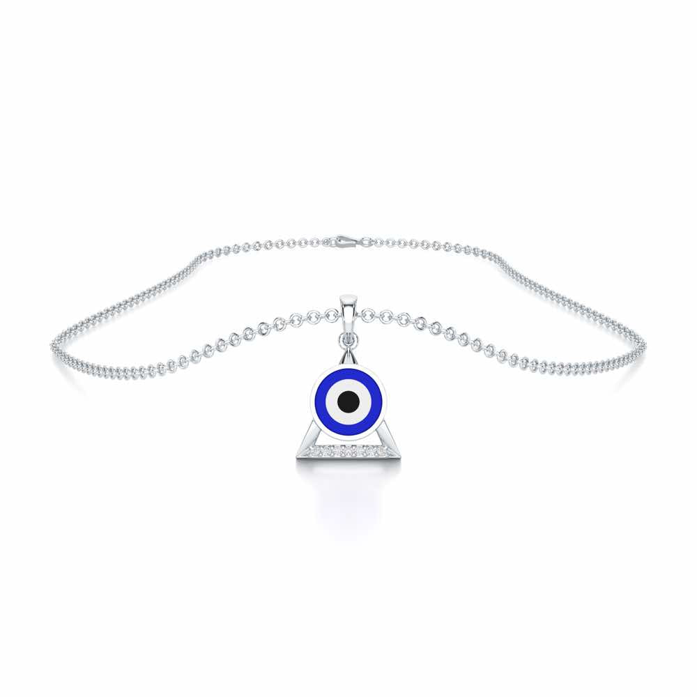 Guardian Eye Silver Pendant - White Gold - Image 3
