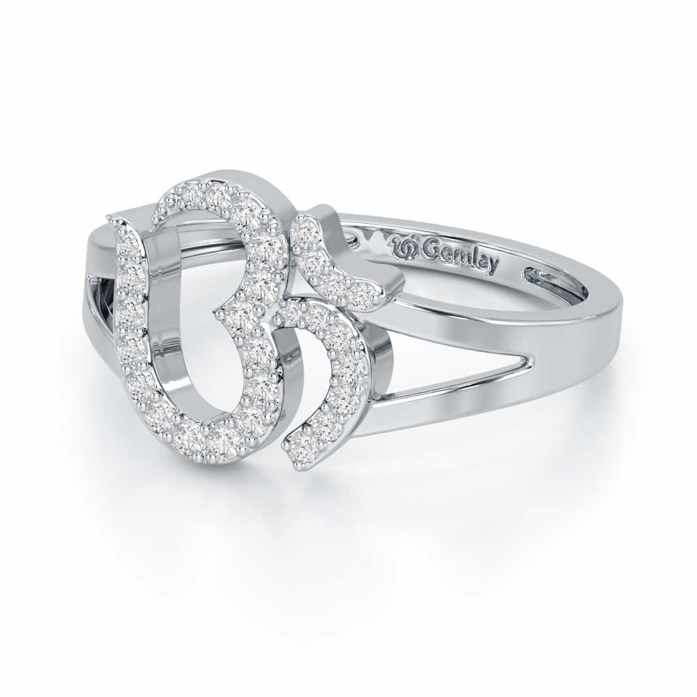 Pristine Om Silver Ring - White Gold - Image 3