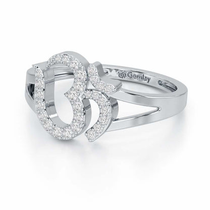 Pristine Om Silver Ring - White Gold - Image 3