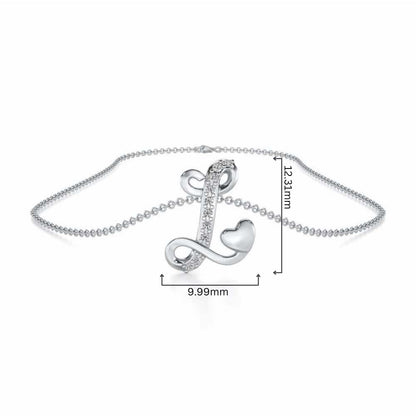 Lovely L Silver Pendant - White Gold - Image 4
