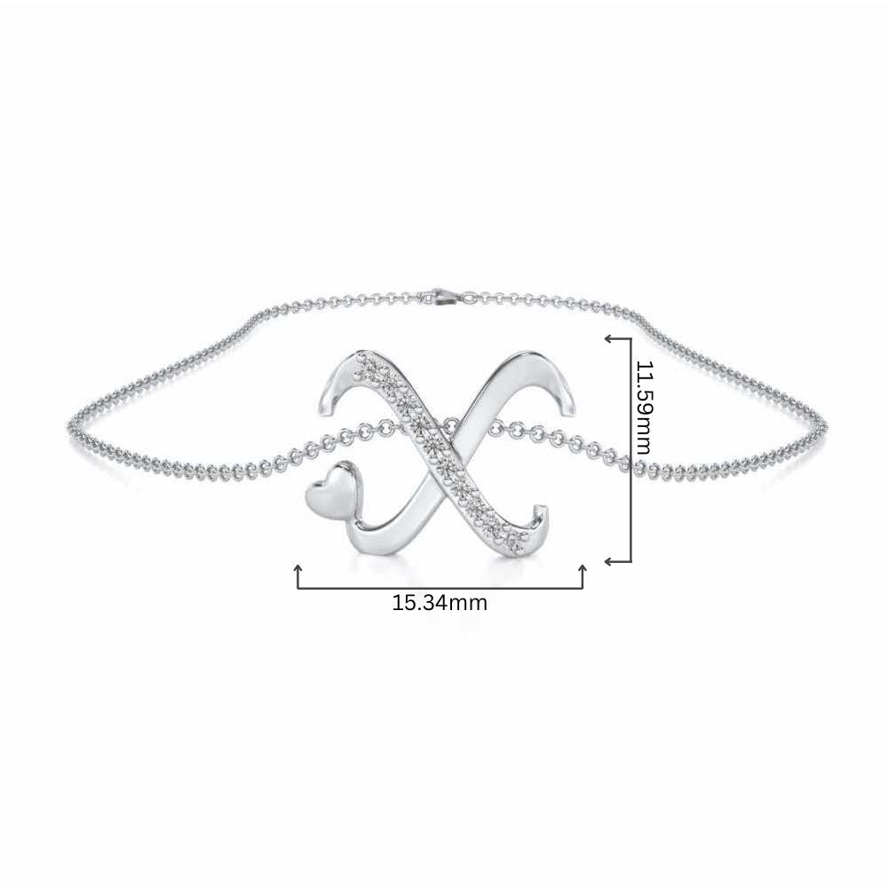 Lovely X Silver Pendant - White Gold - Image 4
