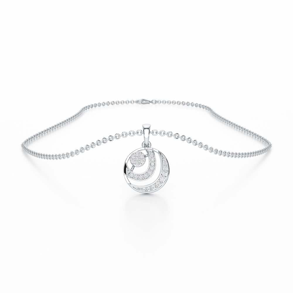 Silver Ripples Silver Pendant - White Gold - Image 3