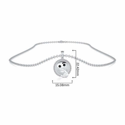 Thinking Face Silver Pendant - White Gold - Image 4