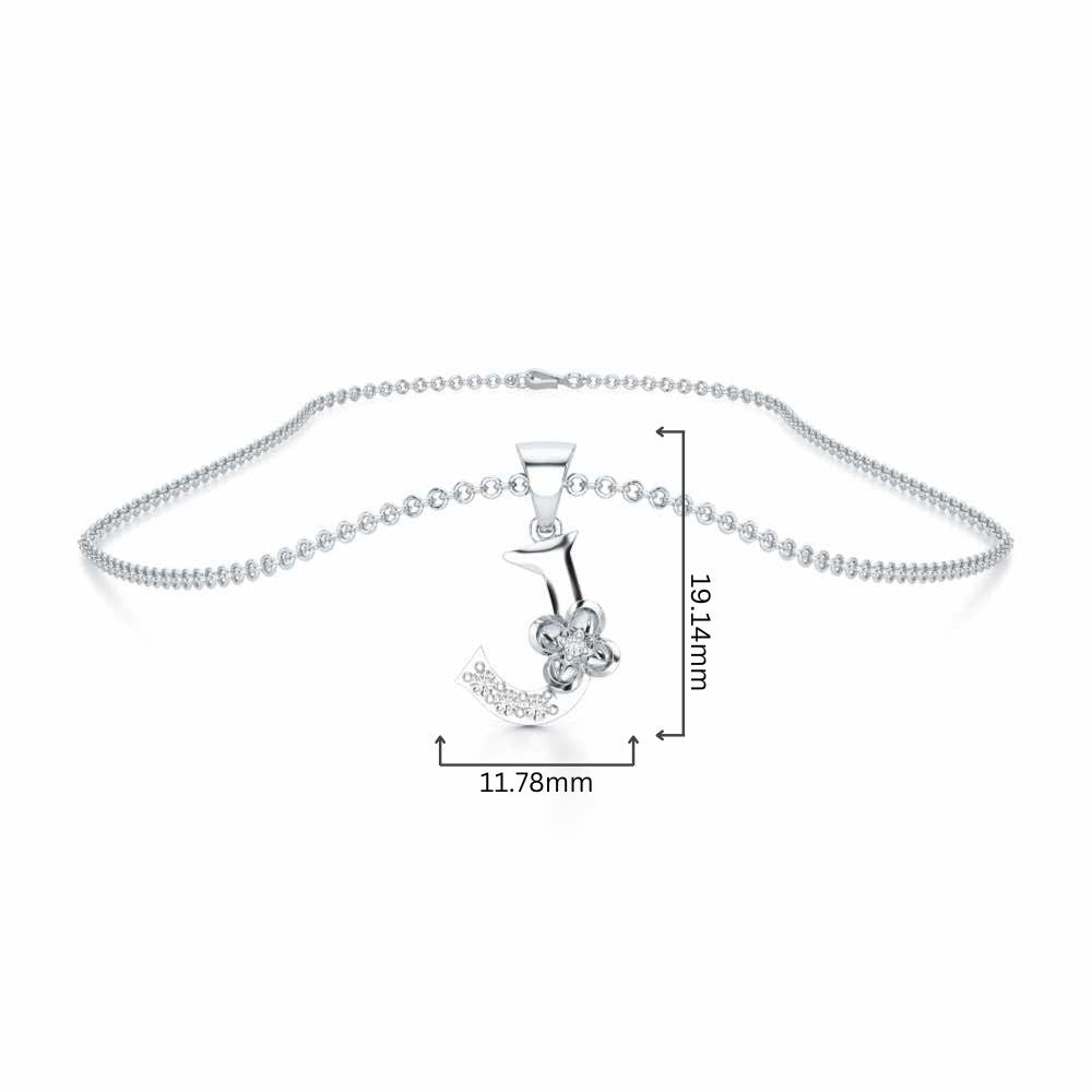 J-Glint Silver Pendant - White Gold - Image 4