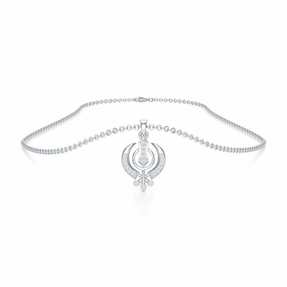Khalsa Faith Silver Pendant - White Gold - Image 3