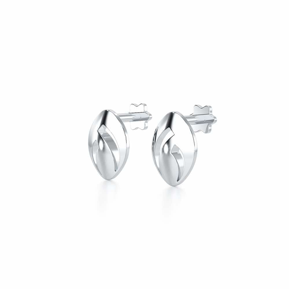Sun Pebble Silver Earrings - White Gold - Image 3