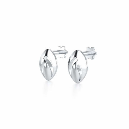 Sun Pebble Silver Earrings - White Gold - Image 3