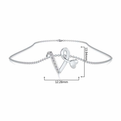 Lovely V Silver Pendant - White Gold - Image 4