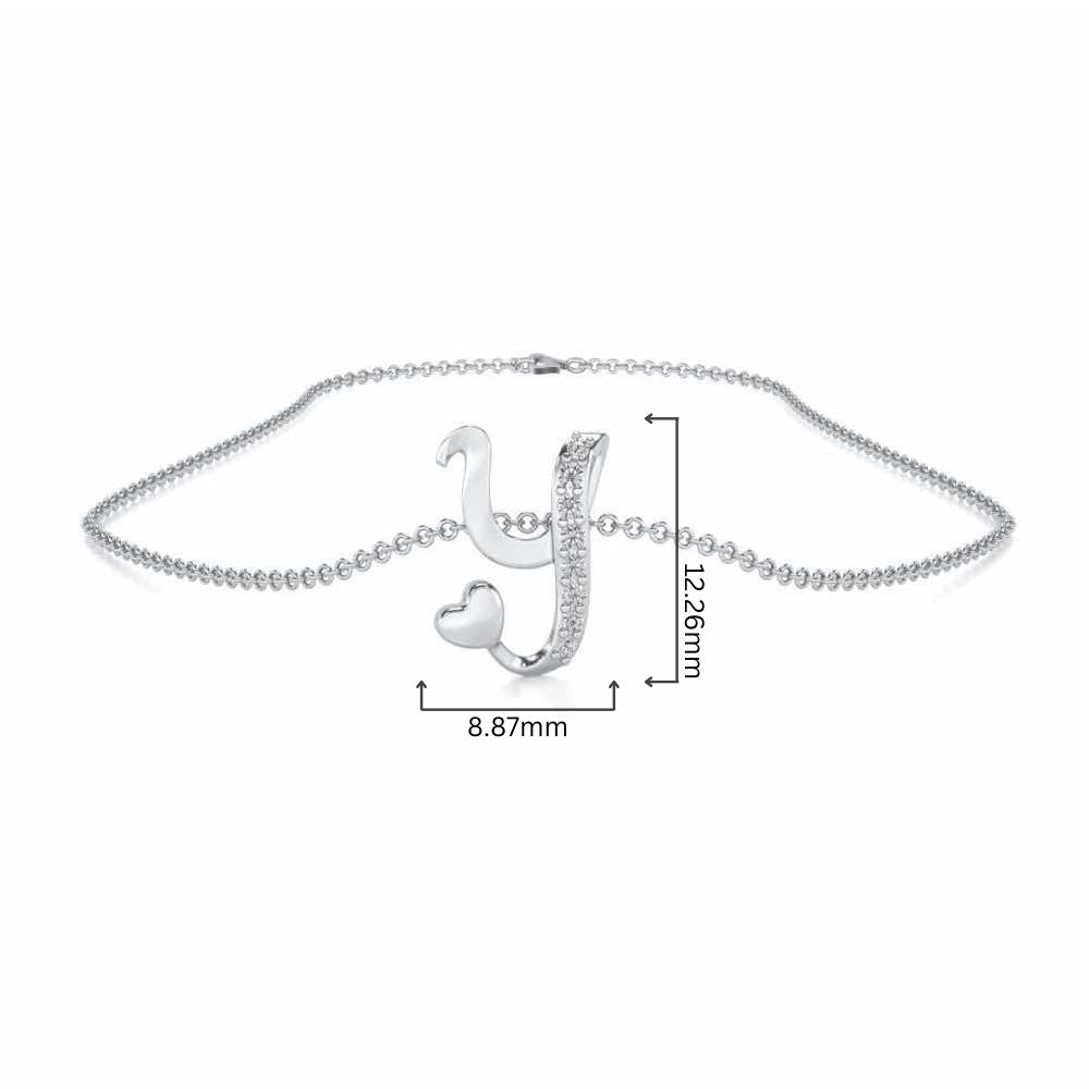 Lovely Y Silver Pendant - White Gold - Image 4