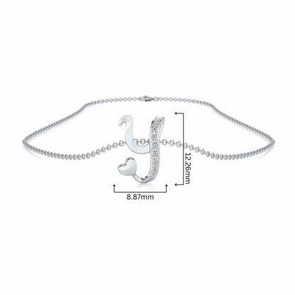 Lovely Y Silver Pendant - White Gold - Image 4
