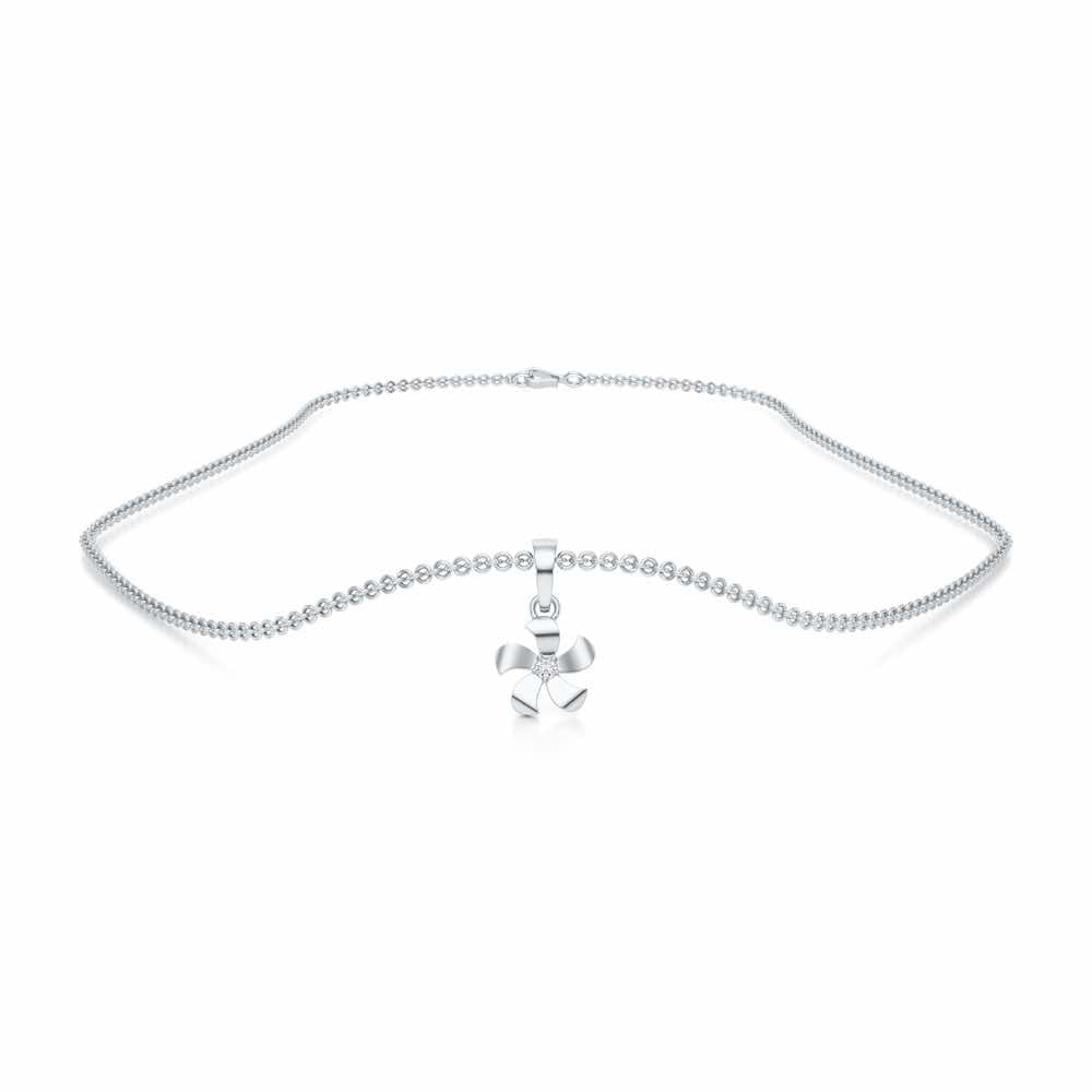 Blossom Bliss Silver Pendant - White Gold - Image 3