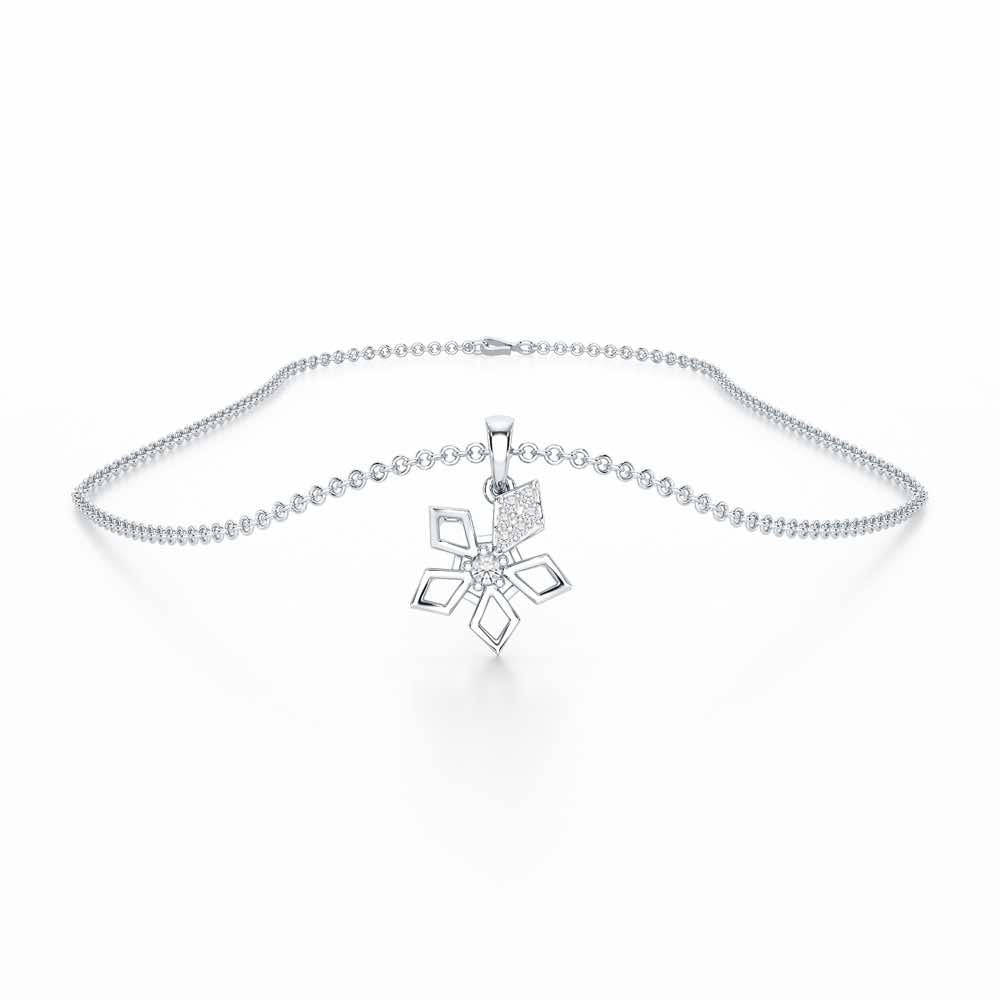 Floral radiance Silver Pendant - White Gold - Image 3