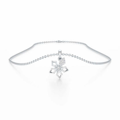 Floral radiance Silver Pendant - White Gold - Image 3