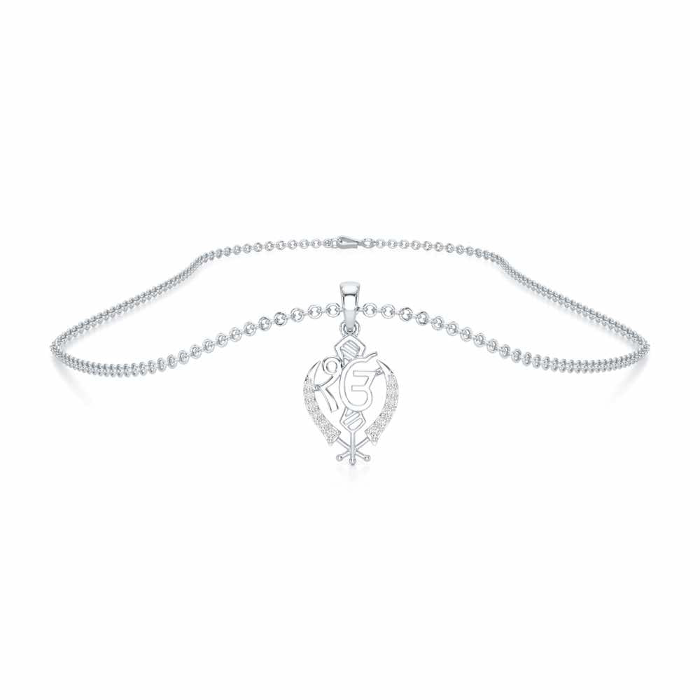 Onkar Supreme Silver Pendant - White Gold - Image 3