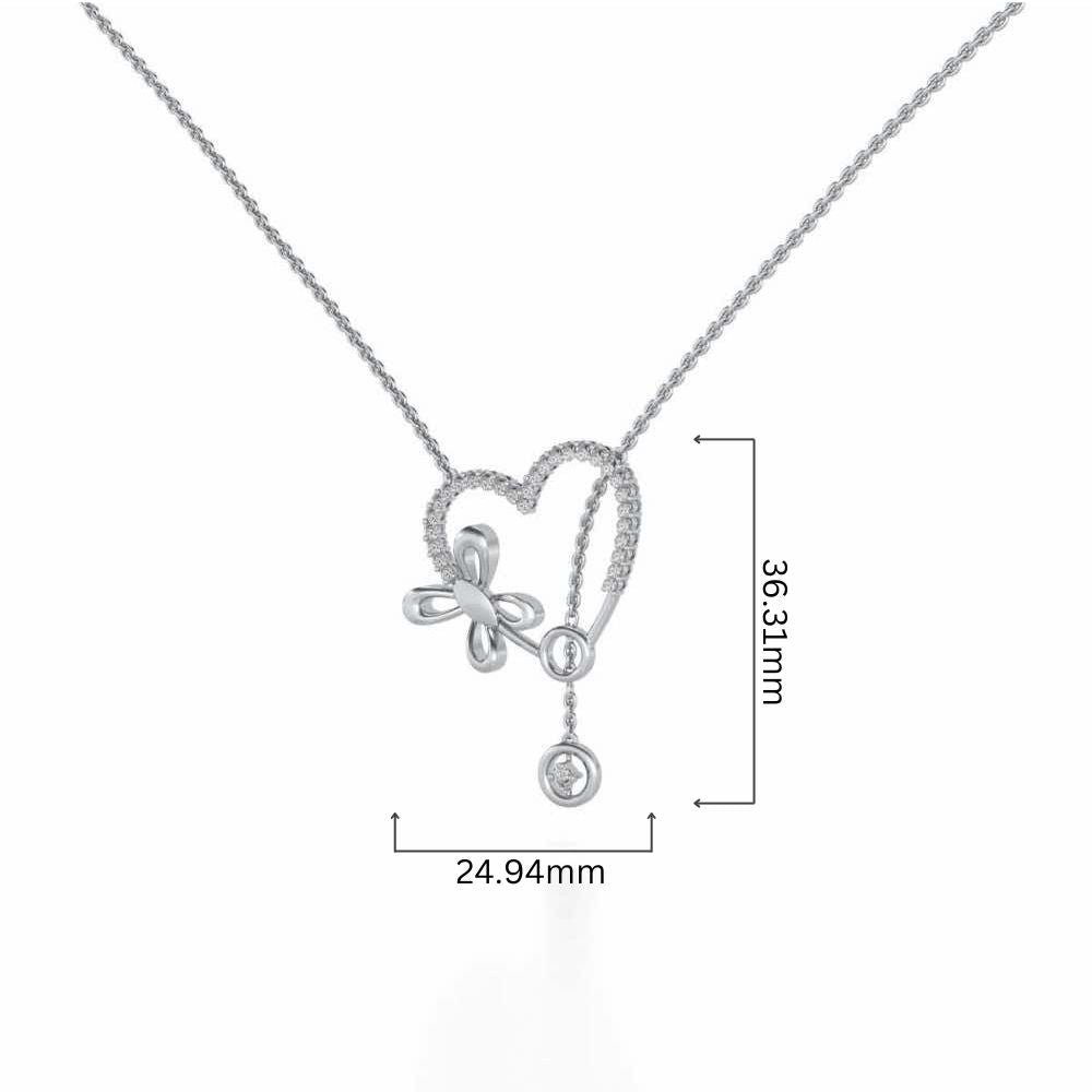 Sleek Heart Silver Pendant - White Gold - Image 4