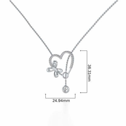 Sleek Heart Silver Pendant - White Gold - Image 4