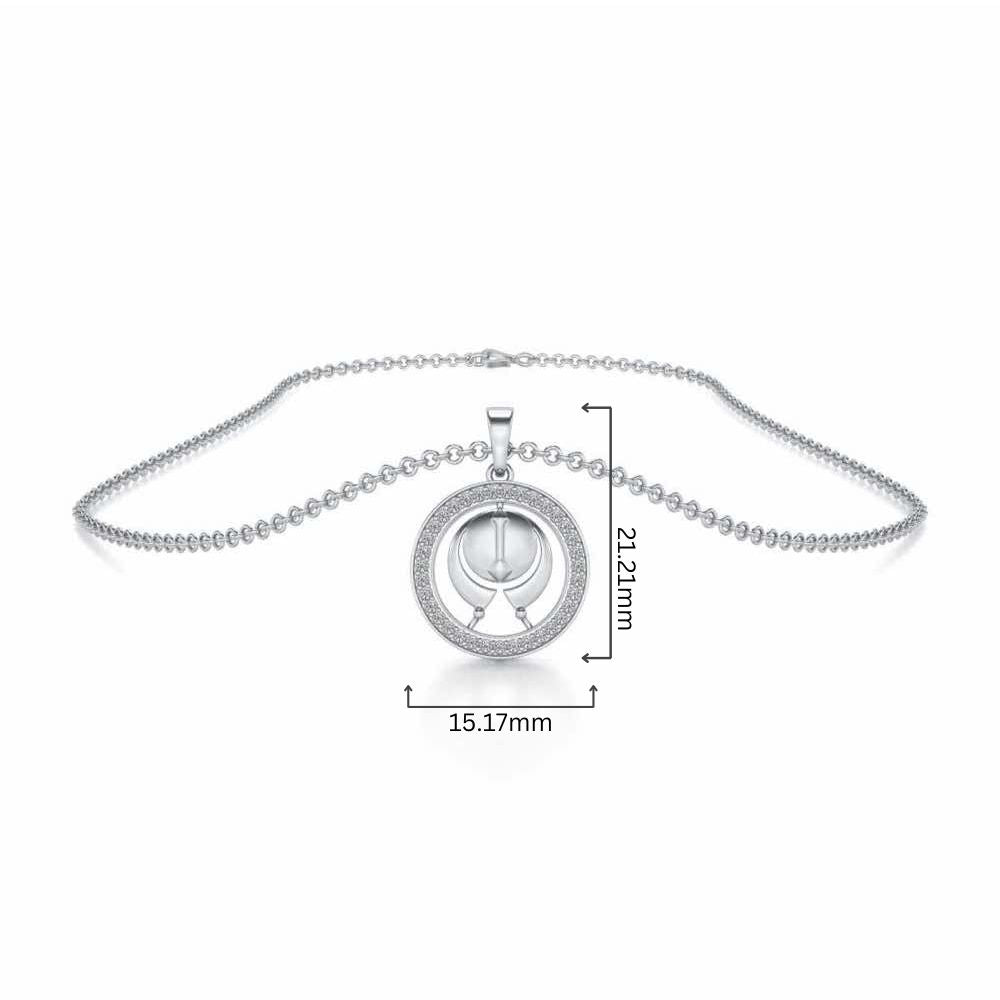 Ik Onkar Silver Pendant - White Gold - Image 4