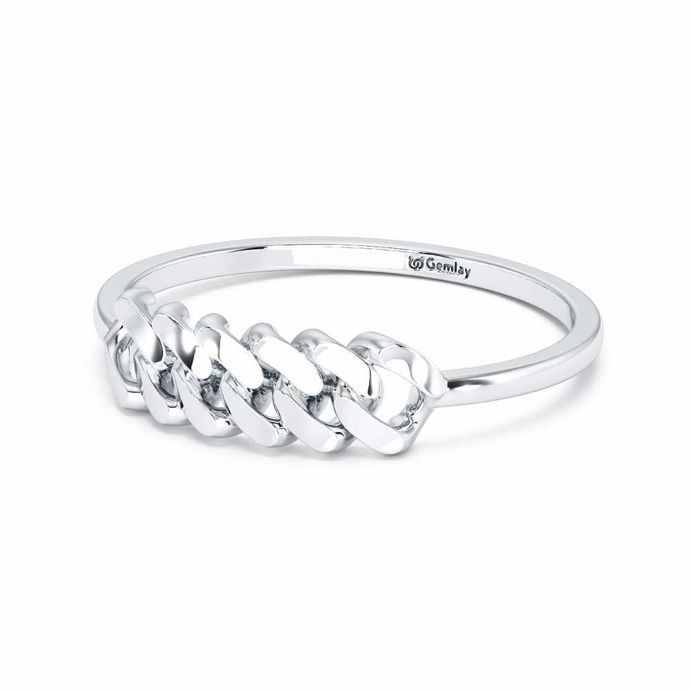 Moonlit Chain Women Ring - White Gold - Image 3