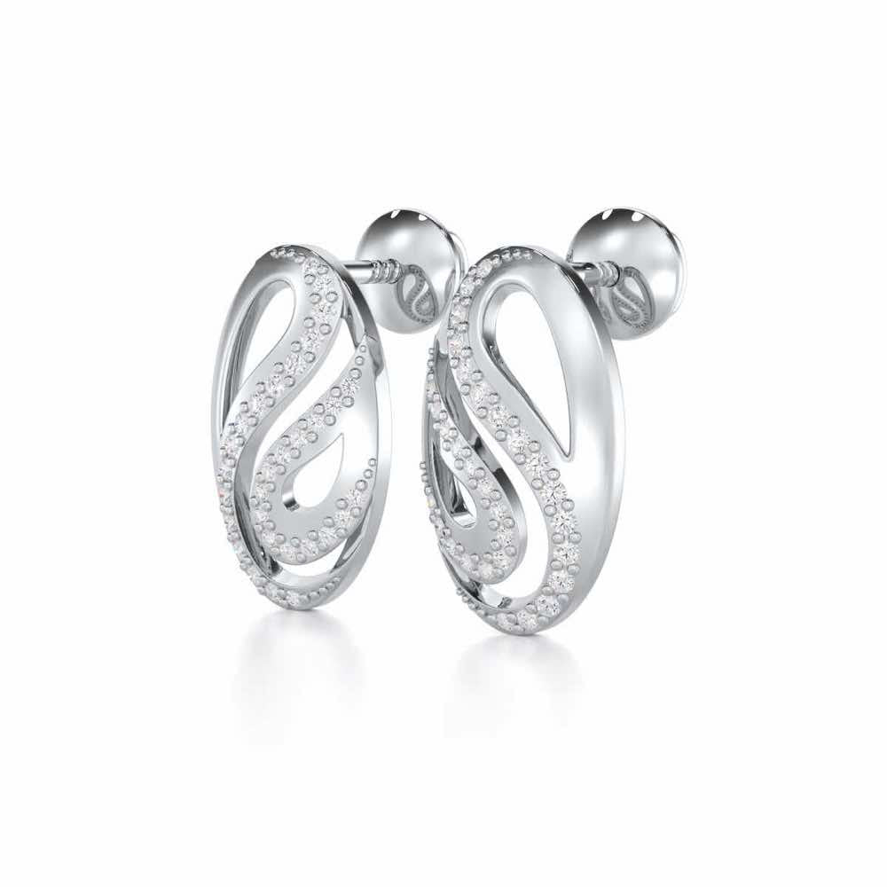 Radiant Cadence Silver Earrings - White Gold - Image 3