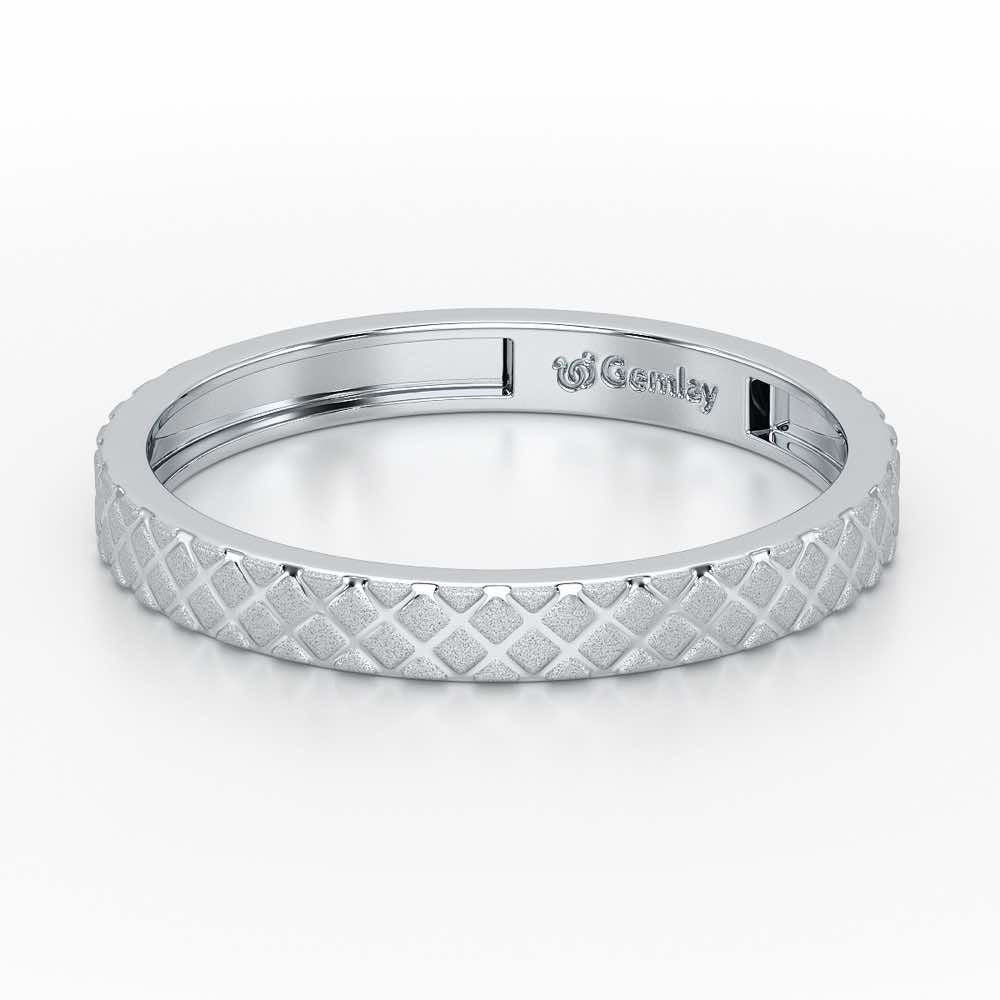 Etched Cross Silver Ring - White Gold - Image 3