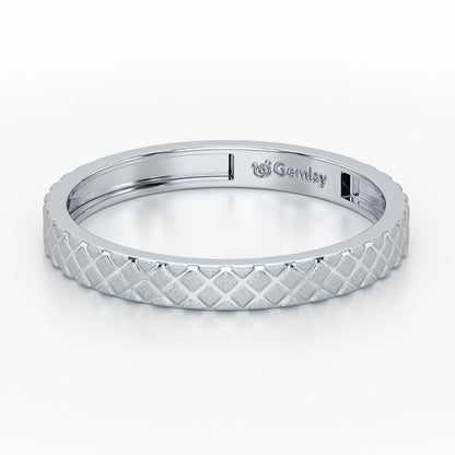 Etched Cross Silver Ring - White Gold - Image 3