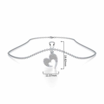 Crescent Heart Silver Pendant - White Gold - Image 4