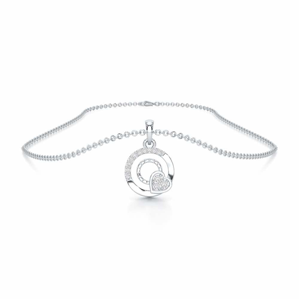 Celestial Heart Silver Pendant - White Gold - Image 3